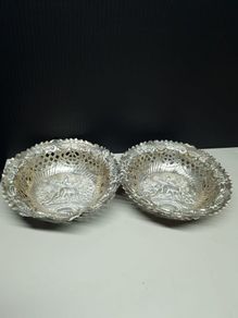 Pair of antique sterling silver dishes, fully hallmarked Birmingham 1896.