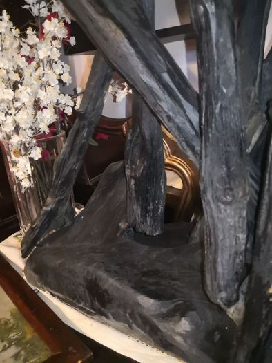Giant unique bog oak and drift wood horse statue