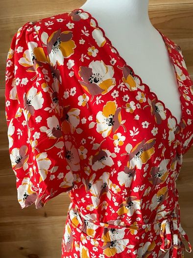 dress mini & Other Stories Printed Scallop Wrap Mini Dress Women's Red Floral size 10