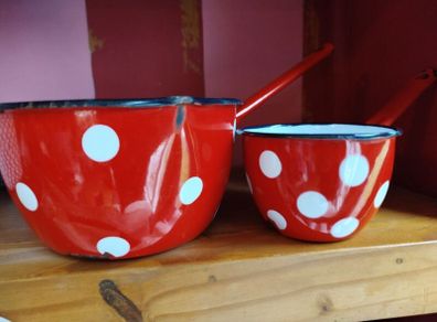 2 x Enamel Pots