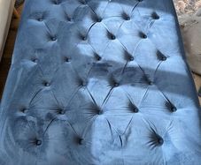 Navy footstool/ottoman from Next. Good condition. Material has rip so needs repair or reupholstery.