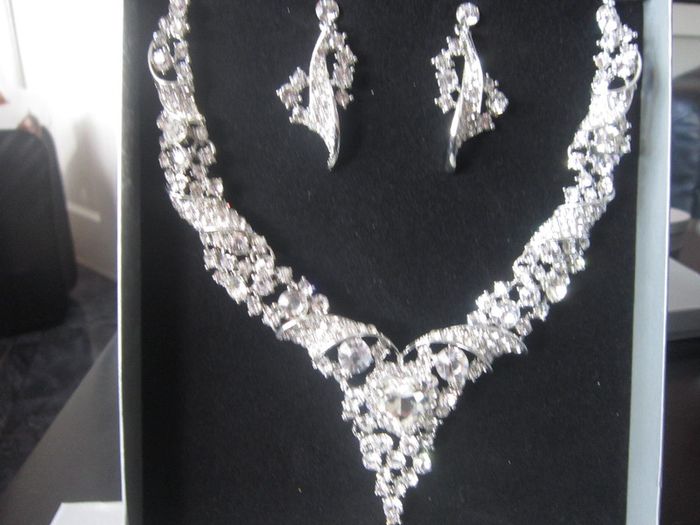 Silver Crystal  Bride's Designer Neck Piece and Earrings
