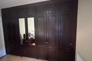 Large Fitted Wardrobe  Dark Wood with Mirrored Doors ono