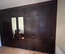 Large Fitted Wardrobe  Dark Wood with Mirrored Doors ono