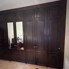Large Fitted Wardrobe  Dark Wood with Mirrored Doors ono