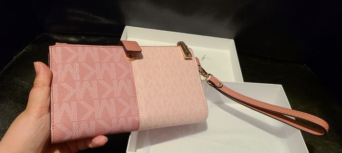 Michael Kors Adele Logo Wallet Wristlet in Smokey Rose MLT