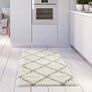 Shaggy Rug Modern Moroccan Design Rugs for Living Room, Bedroom, Hallway, 3 cm Thick Area Rugs, Diamond Ivory/Grey, 80x150cm (FREE POSTAGE) Image 4