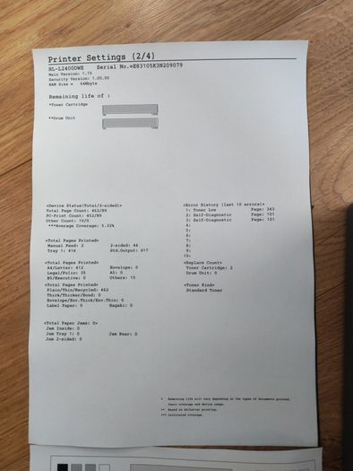 Brother Printer HL-L2400DWE with 100% full toner