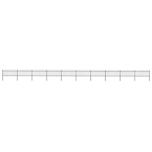 Garden Fence with Spear Top Steel 17x0.8 m Black