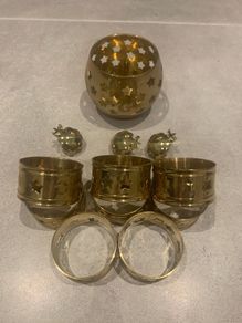 Indian Brass Napkin Rings x8 tea light holder and candle sniffers