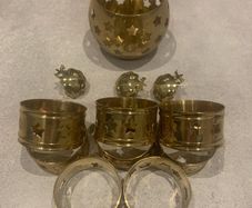 Indian Brass Napkin Rings x8 tea light holder and candle sniffers