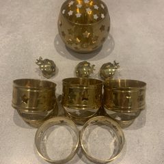 Indian Brass Napkin Rings x8 tea light holder and candle sniffers
