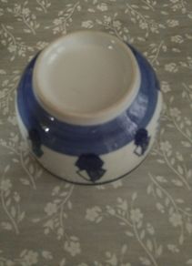 Vintage blue and white Porcelain bowl with Asian motifs