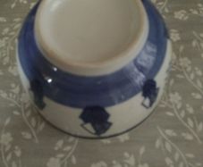 Vintage blue and white Porcelain bowl with Asian motifs