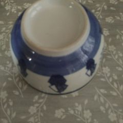 Vintage blue and white Porcelain bowl with Asian motifs