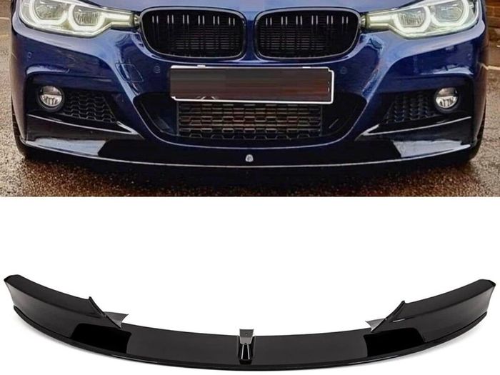 F30 gloss black front lip splitter