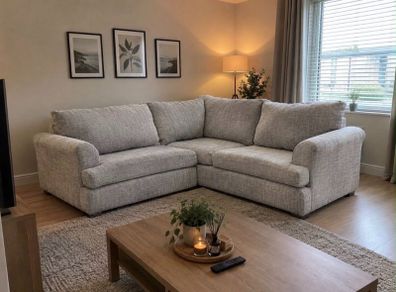 Grey corner L shaped sofa