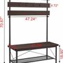 Coat Rack with Shoe Bench Industrial Hall Tree for Entryway, Wood and Metal Hallway Storage Shelf Organizer, Accent Furniture with Metal Frame Image 3