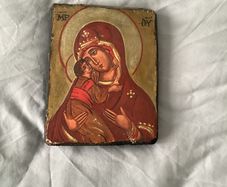 Hand Painted Madonna and child Icon