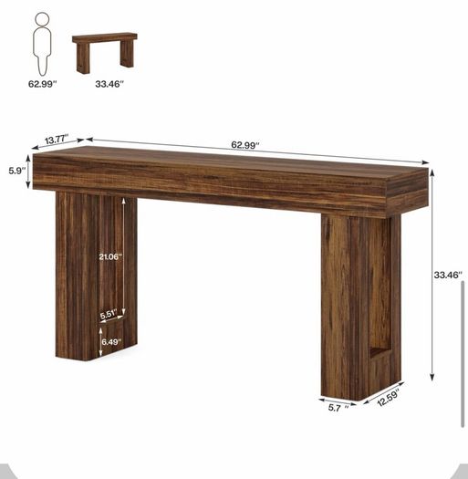 Rustic Brown Console Table  160cm