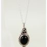 Vintage Sterling Silver Onyx Pendant Necklace Image 6