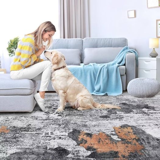 Washable Rugs Living Room 80x150cm Short Pile Area Rugs Non Shedding Carpet Rug for Bedroom Modern Abstract Bedroom Rug Machine Washable Rug Faux Wool Rug Black Grey Charcoal Rug Non Slip Rug