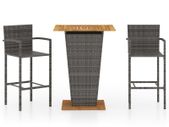 3 Piece Garden Bar Set Grey