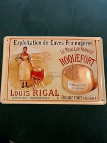 Roquefort Cheese advertisement tin sign