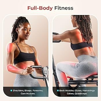Smart Row-N-Ride Squat Machine  Foldable Upright Trainer, Full-Body Workout for Glutes Quads Core, Adjustable Resistance Bands, Bluetooth & Free SunnyFit App, 150 KG Capacity