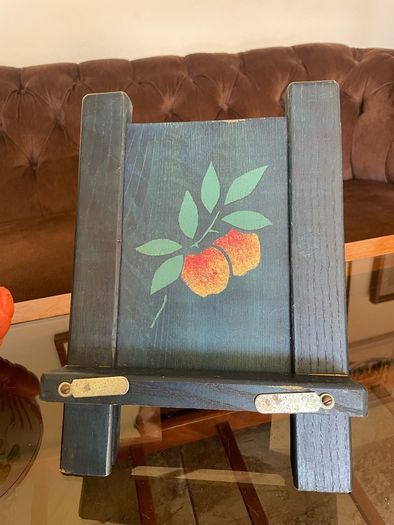 Rustic Teal Blue Wooden Cookbook Stand Folding Recipe Book Holder Tablet iPad Easel