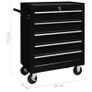 Workshop Tool Trolley with 5 Drawers Black Image 7