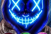 Scary LED Halloween Mask, Light up Mask Cosplay, LED Rave Face Mask Costume 3 Lighting Modes, Halloween Face Masks for Men Women Kids