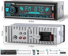 Car Stereo Bluetooth, Wistrue Car Radio Bluetooth 5.0 Hands-free with 7 Colorful Lights 1 Din Car Stereo with 2USB/TF/AUX/WMA/WAV/MP3 Media Player