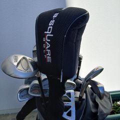 Golf clubs, trolley & accessories