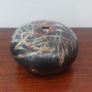 Fabulous Vintage Small Hand-Thrown Art Pottery Pebble Shaped Vase with Lovely Abstract Glaze Pattern in Blacks, Whites, Pinky-Red with Gold Flakes, Hand Made, But Unknown Maker, Circa 1975 Image 3