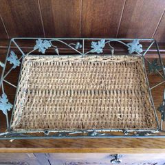 Large cast iron and seagrass oblong basket