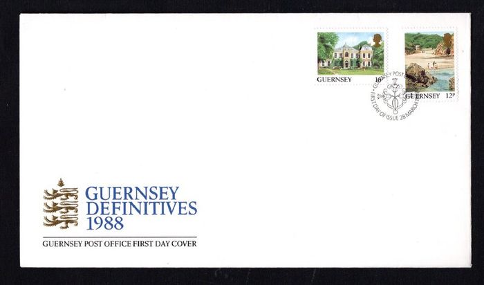 1988 Guernsey Bailiwick Views 12p & 16p Definitive First Day Cover (FDC)