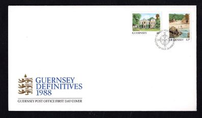 1988 Guernsey Bailiwick Views 12p & 16p Definitive First Day Cover (FDC)