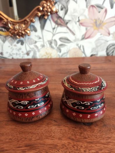 Hand Made Painted Coco Wood Box x 2