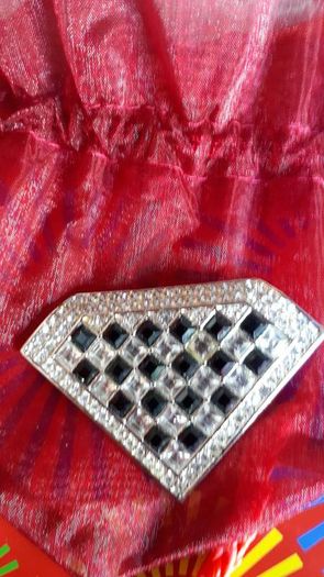New brooch in gift pouch and paper gift bag