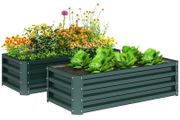 Set of Two 110 x 65cm Steel Planter Boxes - Green