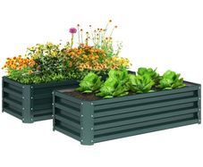 Set of Two 110 x 65cm Steel Planter Boxes - Green