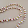 Natural Freshwater Pearl & Red Yellow Glass Beads Necklace Image 2