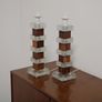 Mid-Century Pair of Clear Glass and Rosewood Table Lamps by Atelje Glas & Tra, 1960s. Image 9