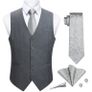 Brand New Enlision Suit Vest Men Gray Formal Wedding Waistcoat Tie Pocket Square Set Solid Color Elegant Vests for Men Image 2