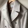 Reiss Tailored Double Breasted Wool Blend Coat Light Gray Melange (Size M) Like New Image 4