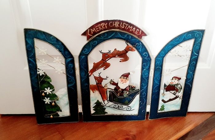 Vintage Foldable Santa Fireplace Metal cover
