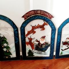 Vintage Foldable Santa Fireplace Metal cover