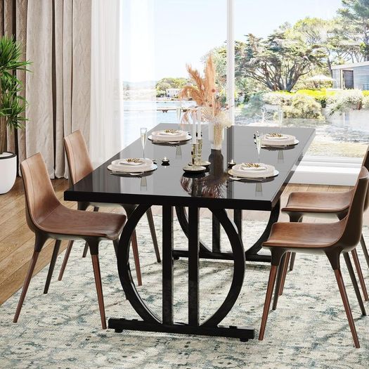 Industrial Dining Table for 4-6 People, 160 x 80 cm Metal Frame