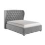 Grey Velvet King Size Ottoman Bed with Winged Chesterfield Headboard - Safina Image 7
